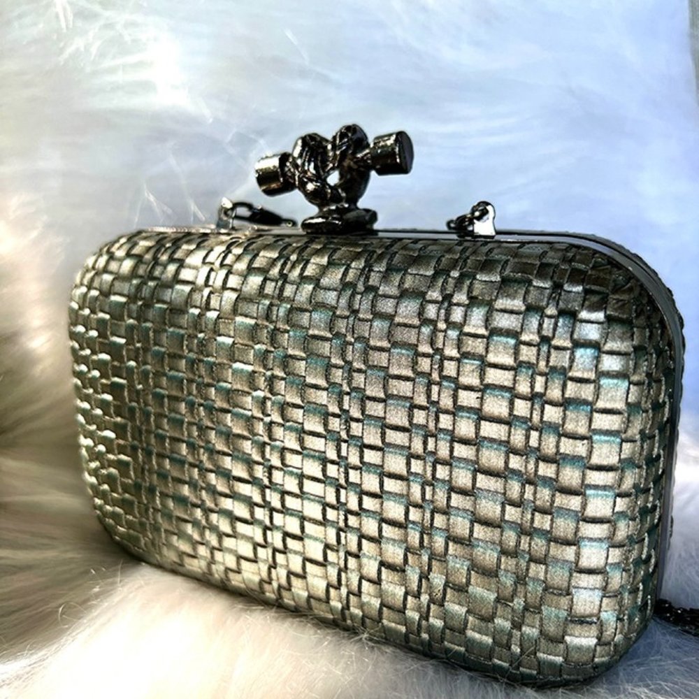 4" x 6" x 2" dark silver evening bag